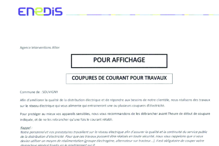 Coupures de courant pour travaux